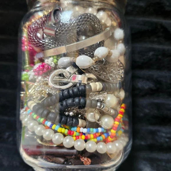 Jewelry Jar of Wearable Items Single Earrings Necklaces More - Picture 4 of 5